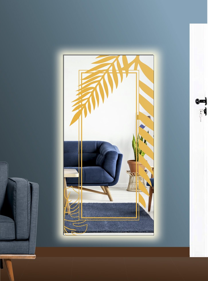 Καθρέφτης τοίχου ή μπάνιου με σχέδιο χρυσής αμμοβολής ανθεκτικό στις γρατζουνιές και την υγρασία. Δυνατότητα επιλογής διαστάσεων και Led φωτισμού. Ιδανική επιλογή για ολόσωμο καθρέφτη ή καθρέπτη μπάνιου.