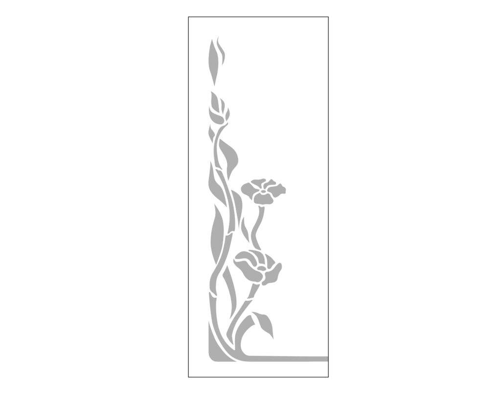 Σχέδιο αμμοβολής σε γυαλί μπορείτε να επιλέξετε το σχέδιο που θέλετε, το πάχος του γυαλιού το φόντο, εάν θέλετε τρόχισμα ή securit (ασφαλείας) Τοποθετείται οριζόντια ή κάθετα Επίσης μπορούμε να φτιάξουμε και οποιοδήποτε άλλο σχέδιο θέλετε κατόπιν συνεννοήσεως.