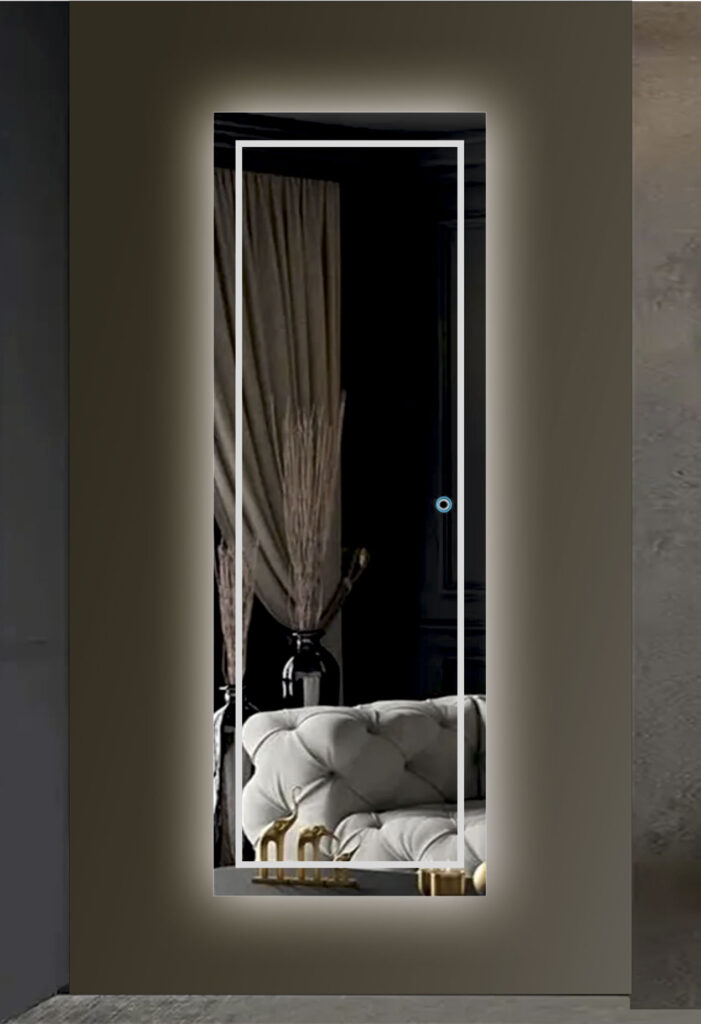 Ολόσωμος καθρέπτης τοίχου με σχέδιο αμμοβολής και επιλογή επιθυμητών διαστάσεων,  led φωτισμού και διακόπτη αφής και dimmer για ρύθμιση της φωτεινότητας
